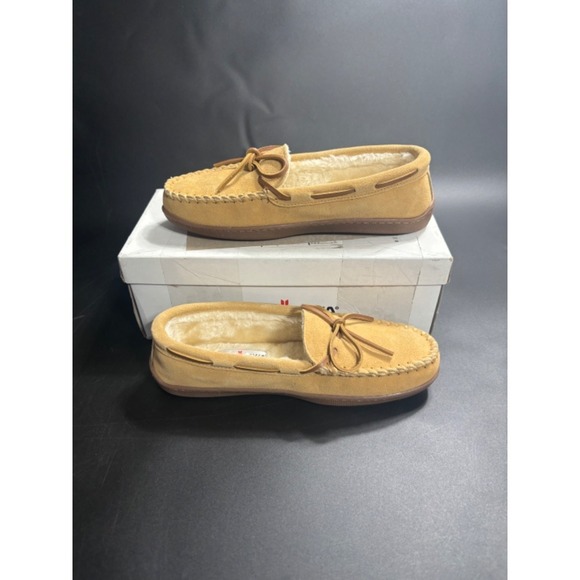 Minnetonka New Women's Pile Lined Hardsole Suede Leather Tan Size 8M‎ - Picture 1 of 8